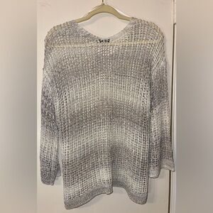 Charlie B Open Knit Fishnet Monochrome Gray Women's Medium Top Never Worn